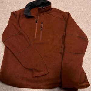 KUHL Interceptr 1/4 Zip Fleece Pullover Mens XL Rust Orange Alfpaca Thumb Loops